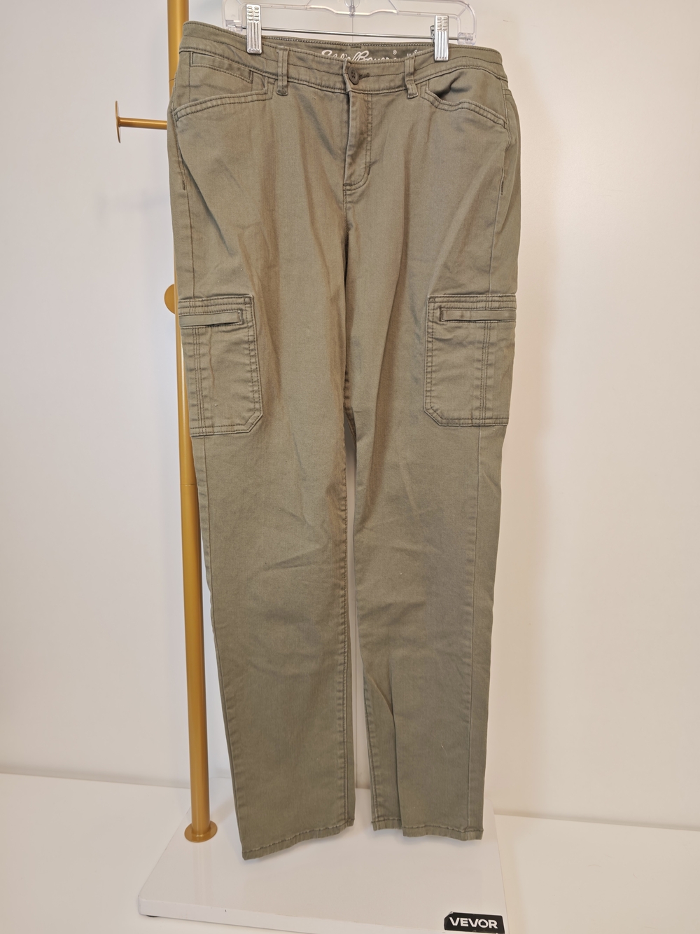 Eddie Bauer Womens Olive Green Skinny Cargo Pants Slightly Curvy Slim Straight 6